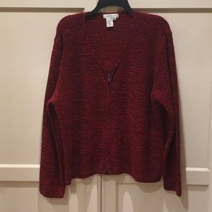 Coldwater Creek 2X Red Sweater Jacket